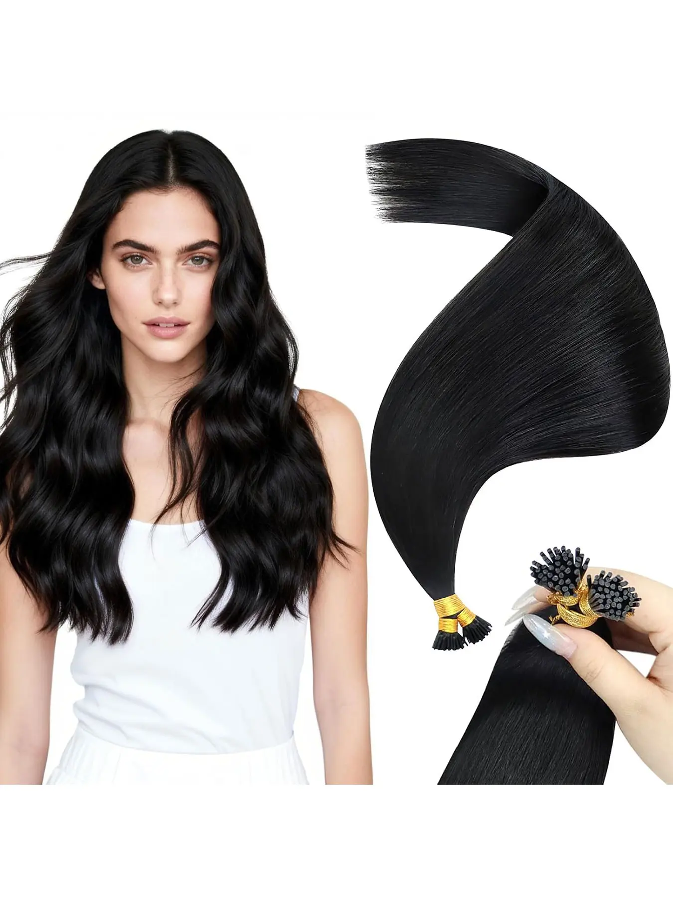 【I tip Extension】18inch 20Inch I Tip Hair Extensions Human Hair Black Invisible Itips | Soft Texture, Easy To Maintain, Adds Length Without Bulk for Women with Thick Hair, for Parties And Weddings, 100g