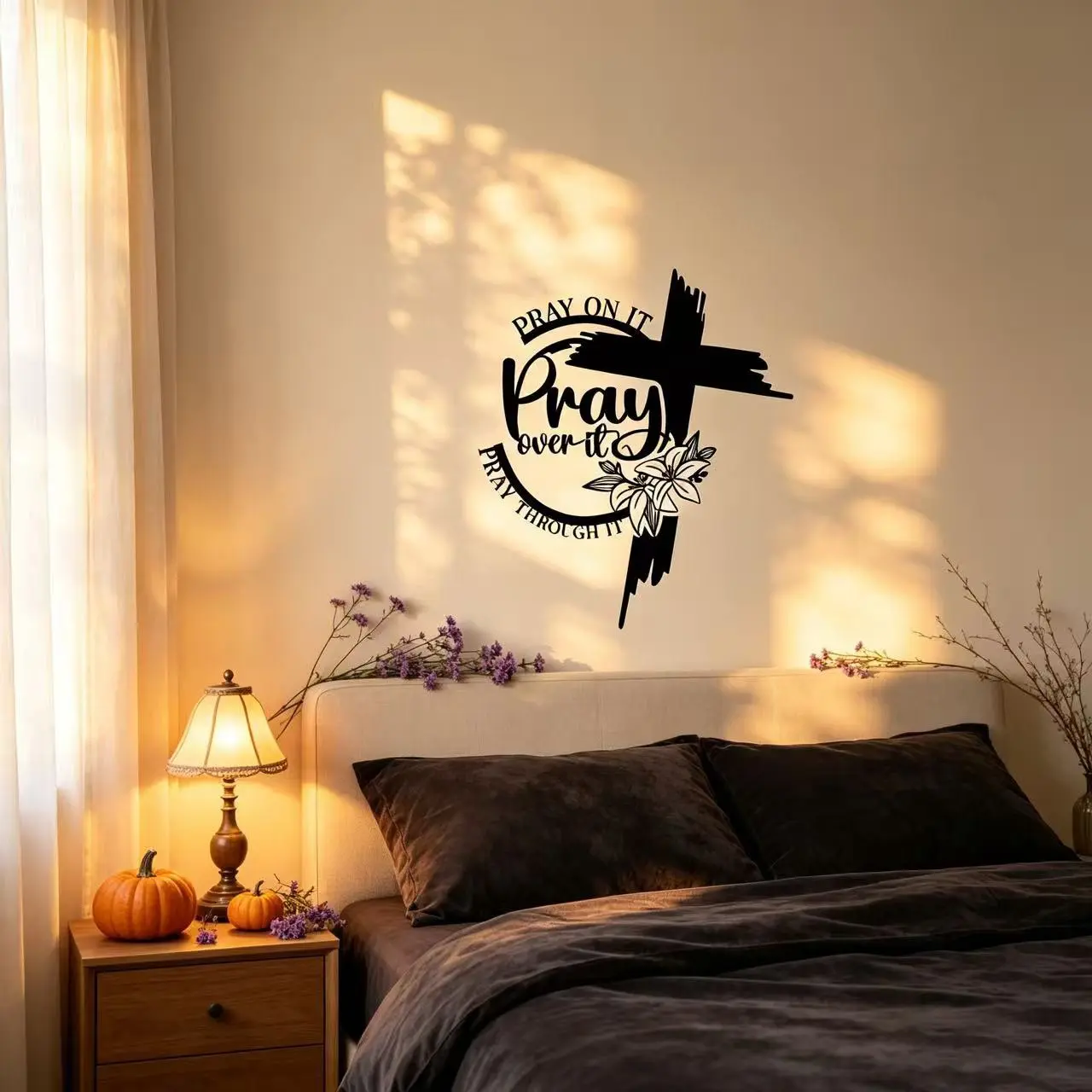 Cross & Letter Pattern Wall Art, Letter Cross Print, Metal Wall Decor, Wall Hanging Decor for Home, Office, Kitchen, Yard, Shop, Cafe, Bar, Farmhouse, Religious, Christ Cross Print, Wall Decoration