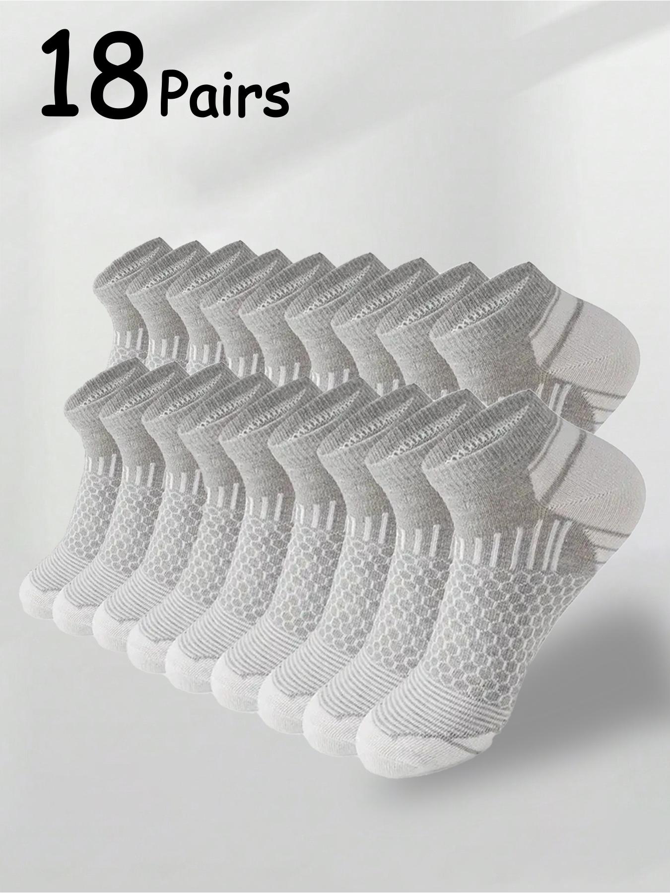 Men's Patchwork Honeycomb Print Ankle Socks, Sports Athletic Socks, Breathable Comfortable Socks for Daily Wear, Athletic Running Socks for Men