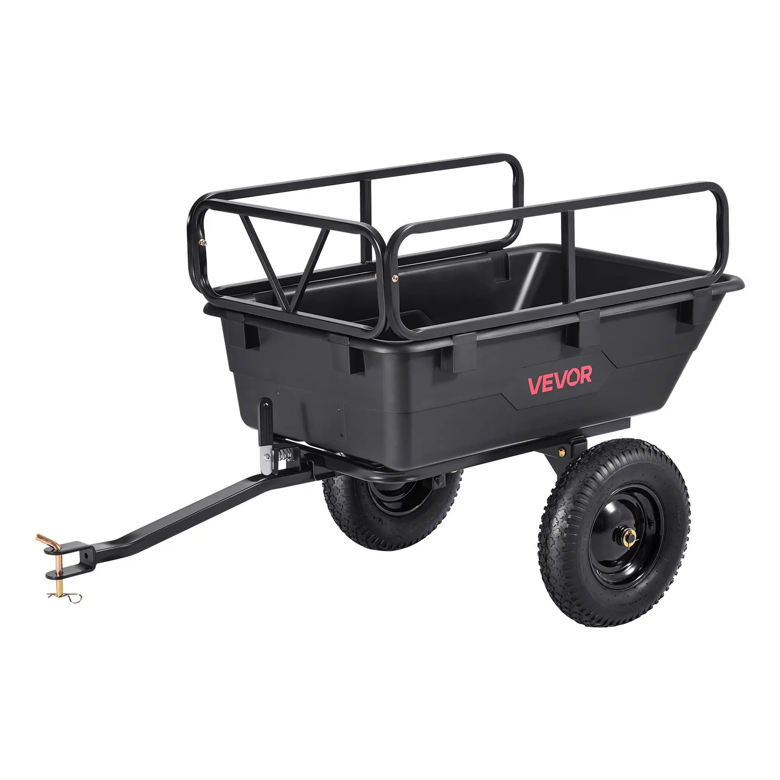 【toolupgrade】VEVOR Garden Utility Trailer, 10 Cu. Ft 500lbs, ATV UTV Hauling Trailer, Tow Behind Poly Dump Cart with 16" Tires, Hand Pull or Foot Pedal, Heavy Duty Yard Trailers for Lawn Mower Tractor Garden Waste