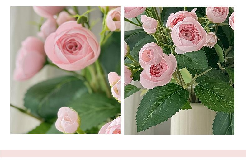 12 Small Camellia Buds Artificial Flowers Handheld Bouquet Fake Flowers Home Living Room Decoration Hotel Display Shooting Props