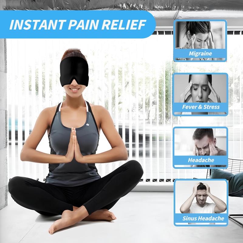 HISTORYOO Migraine Headache Relief Cap Reusable Hangover Gel Cooling Ice Cap Eye Mask Strain Relief Eye Bags Stress Hot Cold Compress Therapy (Before use, it needs to be placed in the fridge or microwave) Puffy Stye Treatment Dry Headache Dark Circles