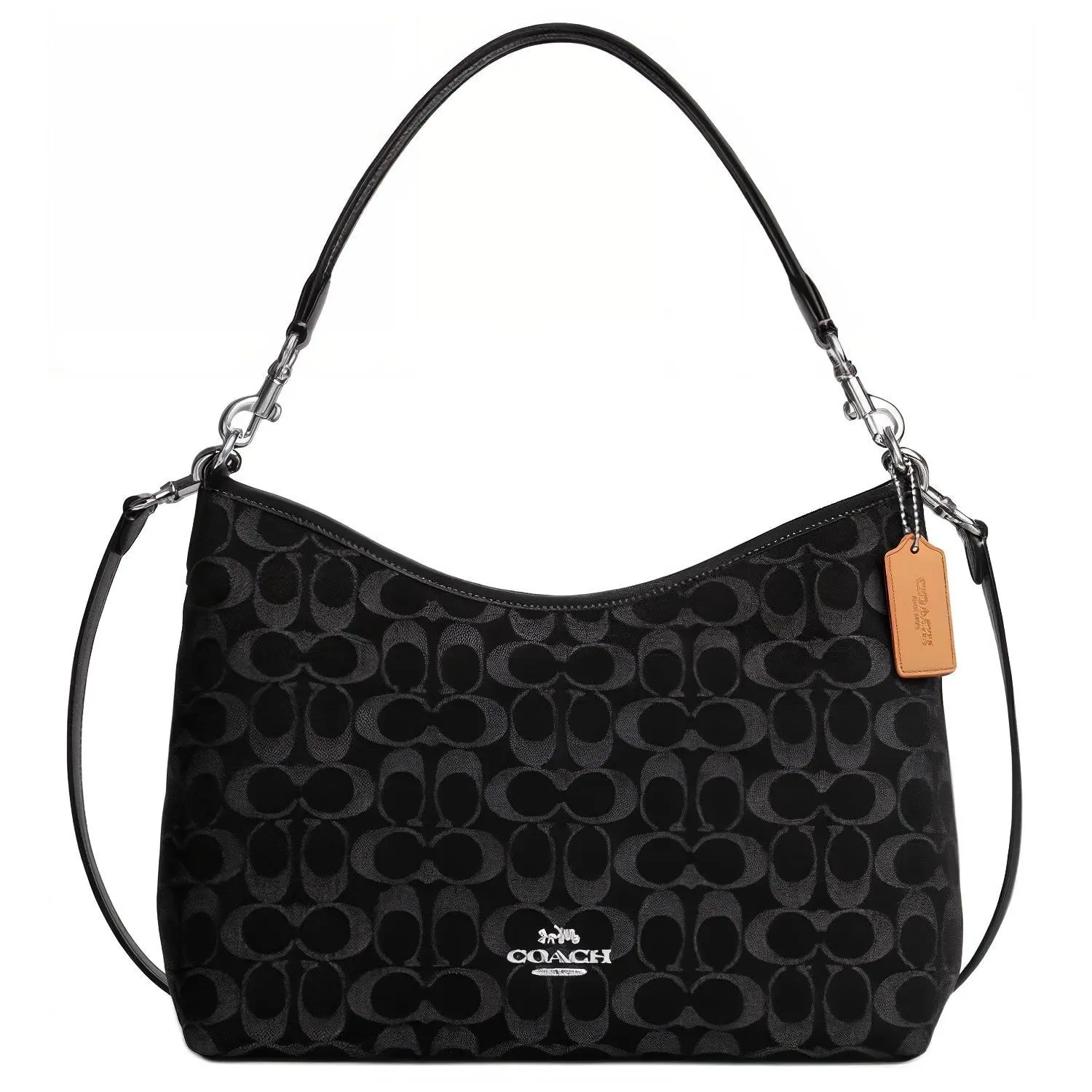Coach Laurel 31 Classic Monogram Denim Crossbody Shoulder Bag for Women, Large Size, Black