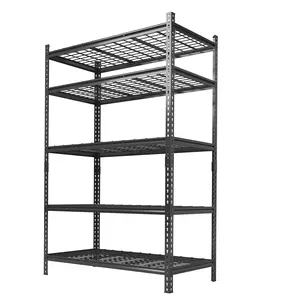 Garvee Heavy Duty 5-Tier Metal Garage Shelving Unit - Adjustable Utility Storage Rack - 2200 lbs Capacity, Rust-Resistant Black Steel - Multi-Layer Organizer for Garage, Kitchen, Pantry, Warehouse, Basement - 36"W x 16"D x 72"H