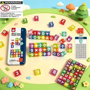 Digital Magnetic Building Blocks Toy, 3D Puzzle Construction, Colorful Portable Travel Educational Toy, Early Learning Block Set
