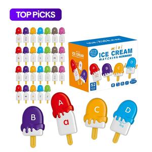 ice cream shaped alphabet letters matching toy, 52pcs/set colorful fun counting toy, learning toy for boys girls, fine motor skills toys, sensory toys for kids, fidget toys for kindergarten boy, acrylics handheld toys for boys, baby toys, kids toys