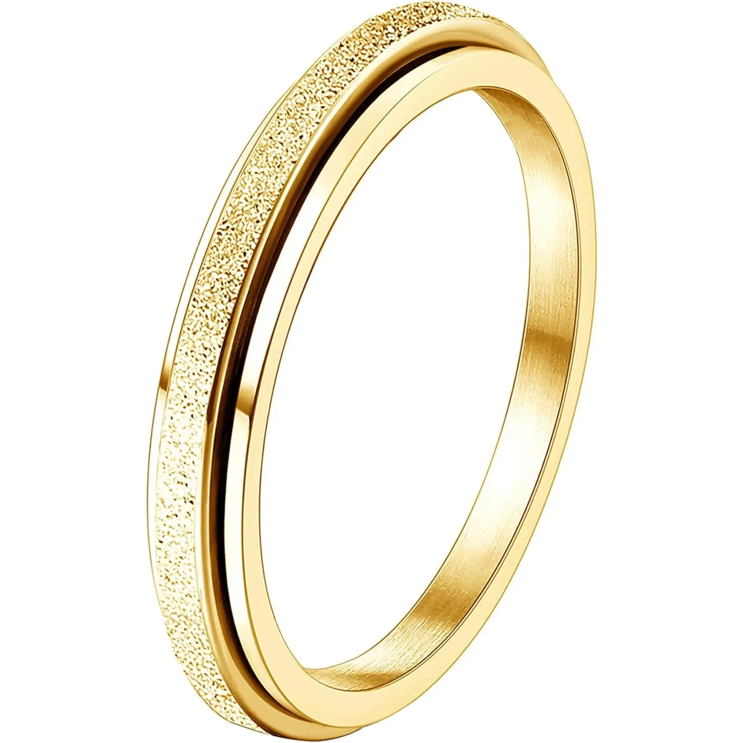 Jstyle Titanium Steel Fidget Rings for Women - 2/4mm Glitter Sandblast Spinner Rings, Anti Anxiety Stress Relief Jewelry, Men's Gifts, Anti Anxiety Ring