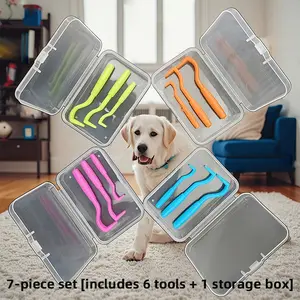 7pcs Tick Removal Tool Set, Includes 6 Tools + 1 Box, Multi-Color Options, Safe and Efficient, for Dogs, Cats, Horses, Humans