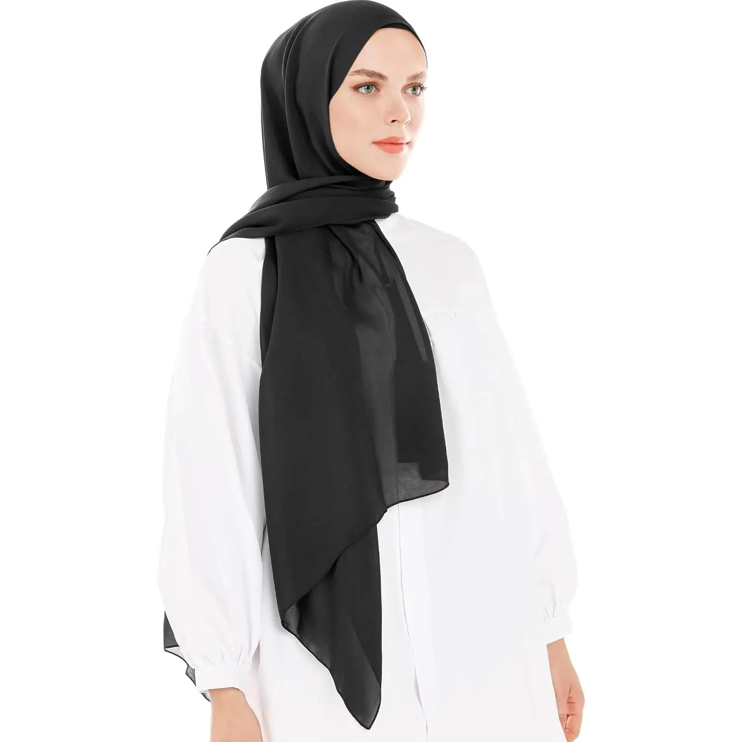 Chiffon Hijab Scarf For Women. Soft Fashion Headscarf Shawl Wrap |  Scarf Wrap. Lightweight And Breathable. Soft & Silky. Handwash at 86F.  For Ramadan And Eid. 71L x 27.5W Size