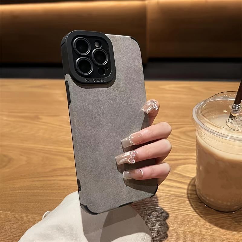 Luxurious Soft-Touch Matte Faux Leather Phone Case Bundle for iPhone 17 16 15 14 Plus 13 12 11 Pro Max with Lens Protection Bumper Silicone Phone Cases & Shock-Absorbing Design Protective Casing, for Iphone 17 Pro Max