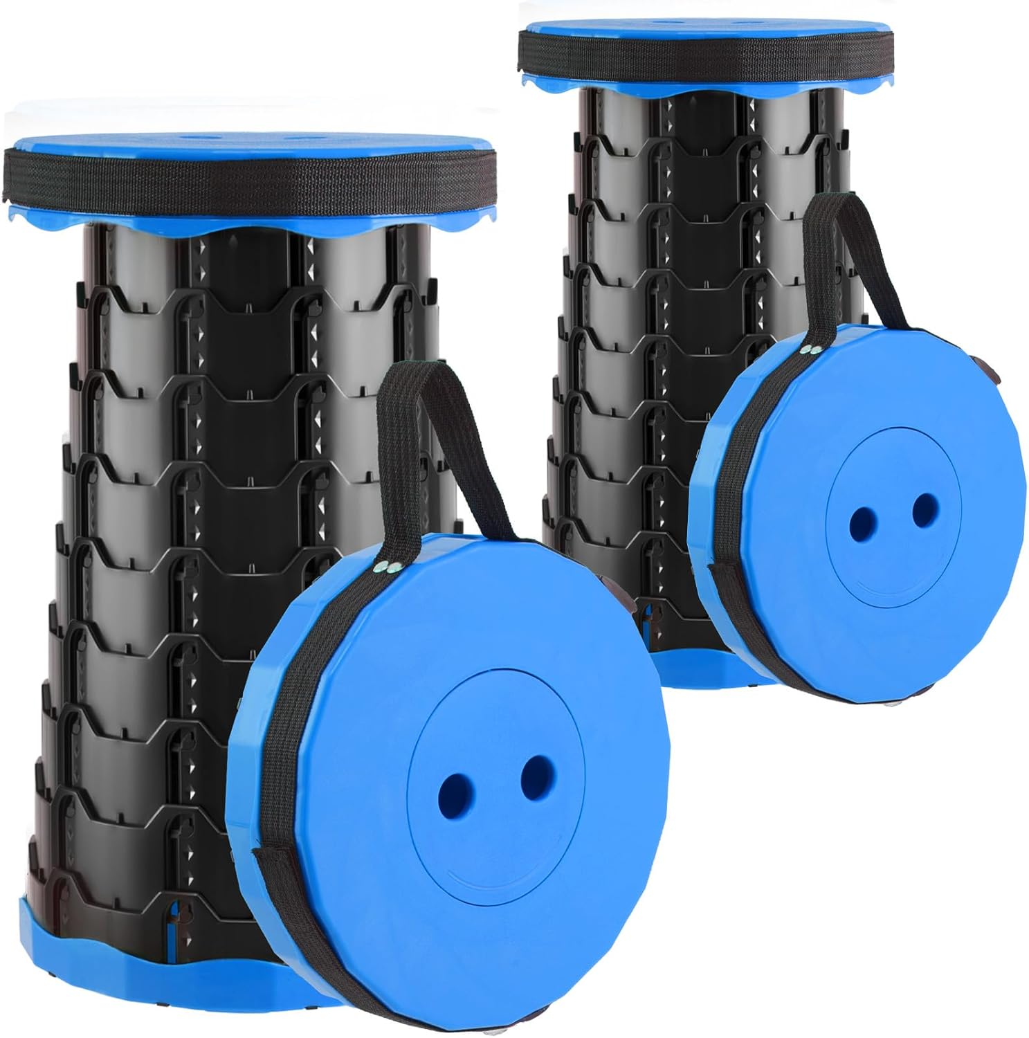 Upgraded Foldable Stool Thickened Set of 2, Portable Collapsible Stool Retractable Stool, Foldable Portable Collapsible Chair for Fishing, Hiking Tours, BBQ, Parties, Outdoor Activities (Blue)