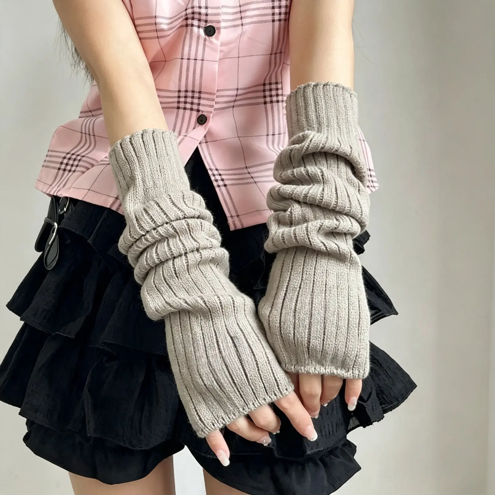 1 Pair Women's Cute Heart Embroidery Gloves, Fashionable Casual Trendy Y2k Knitting Arm Warmers, Fashionable Accessories for Daily Wear Winter Gloves