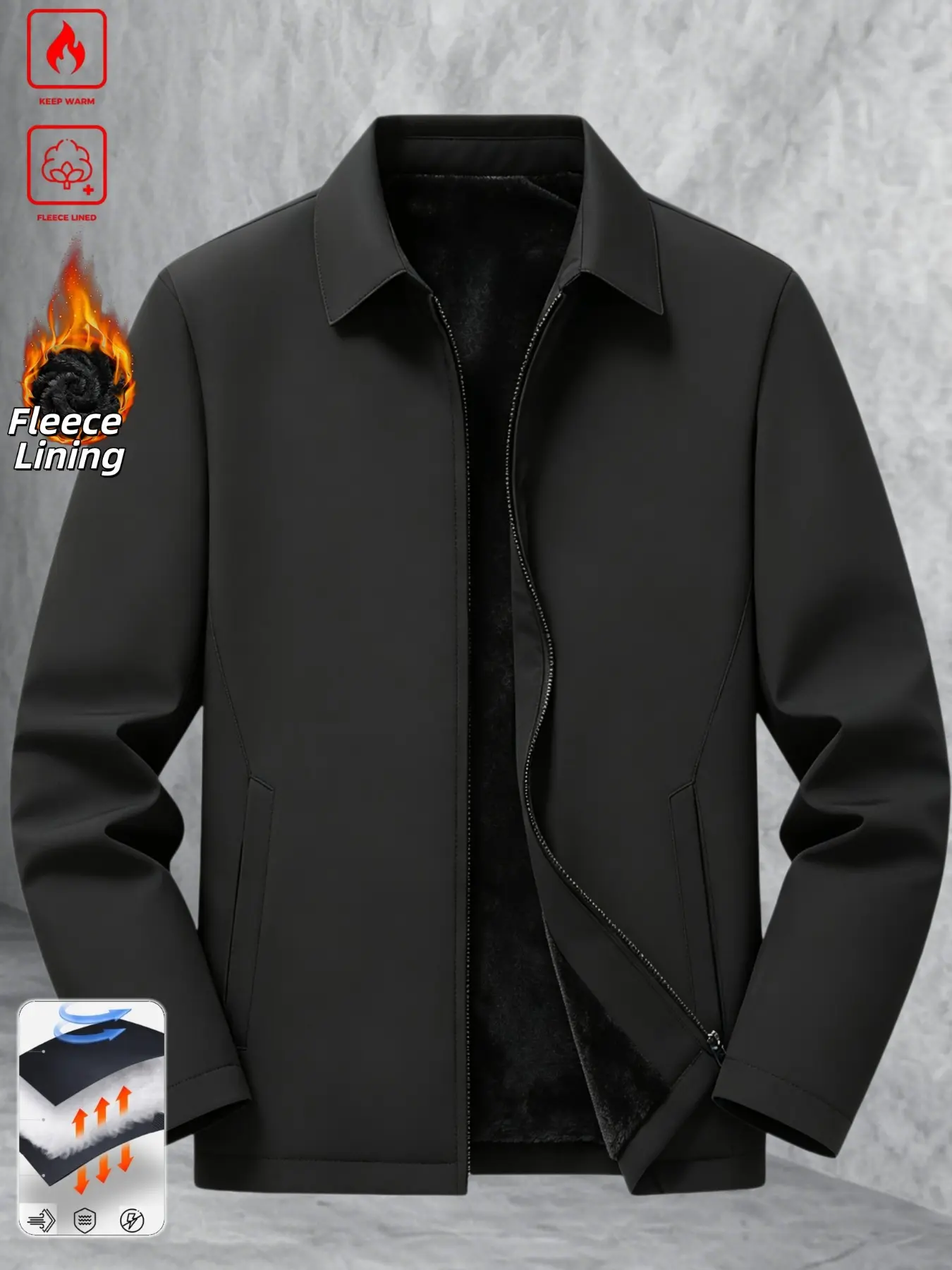 Men's Thickened Lined Lapel Business Jacket, Warm Windproof Coat, Winter Formal Top, Office Conference Casual Suit Outerwear