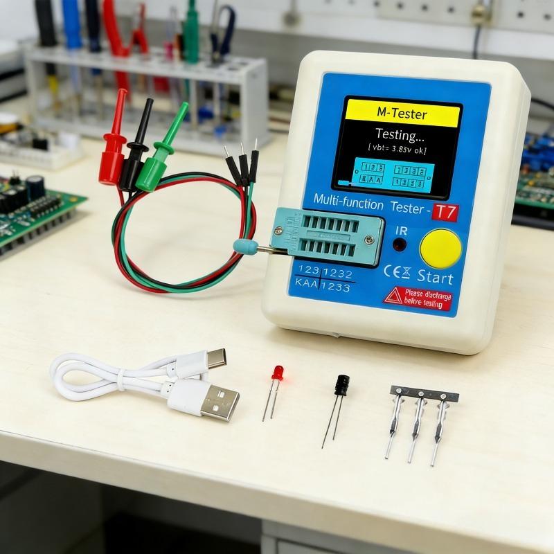 Transistor tester with true-color screen, one-button testing of MOS, diodes, capacitors, and ESR; multi-functional multimeter. A must-have tool for electronics engineers.