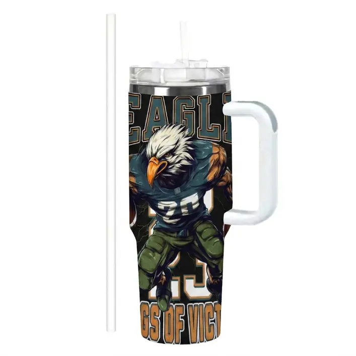 1pc 40oz Eagle Wings of Victory Tumbler with Lid, Insulated Travel Mug, Gift for Dad, Mom, sister, Ideal for Halloween, Independence Day, Birthday Gift, Coffee Cup, weird stuff