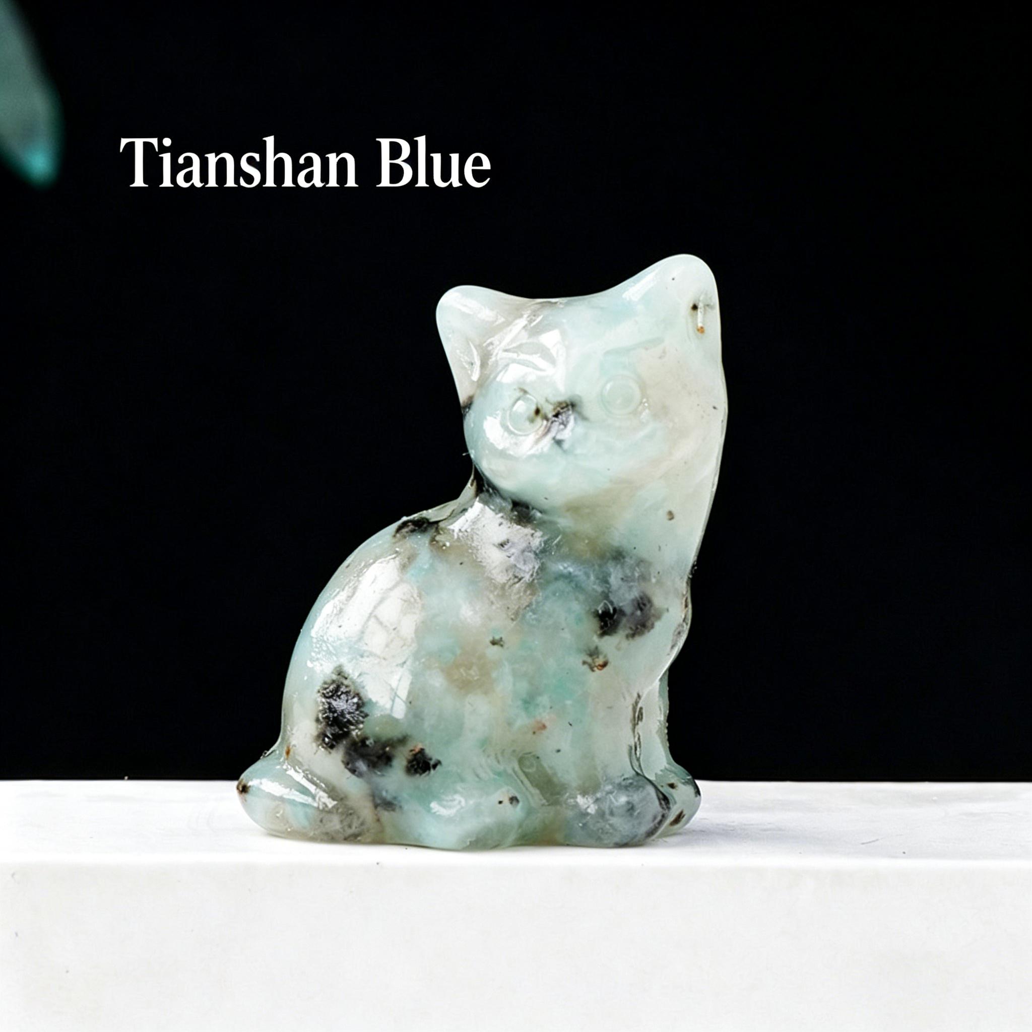 Natural crystal fortune cat carving piece, crystal raw stone semi-precious stone DIY animal crystal craft ornament