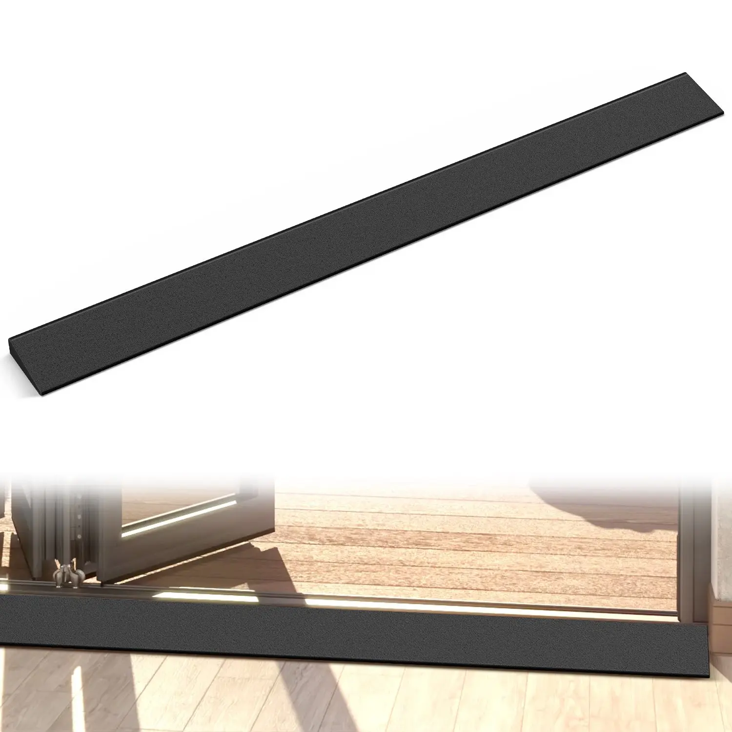 Nilight 39.4x3.2x0.8in Low Profile Rise Threshold Ramp, Customizable Cuttable Eco-Friendly Natural Rubber Access Ramp for Doorways, Home Steps, Supports Walkers, Strollers, Wheelchairs Up to 2,000 lbs