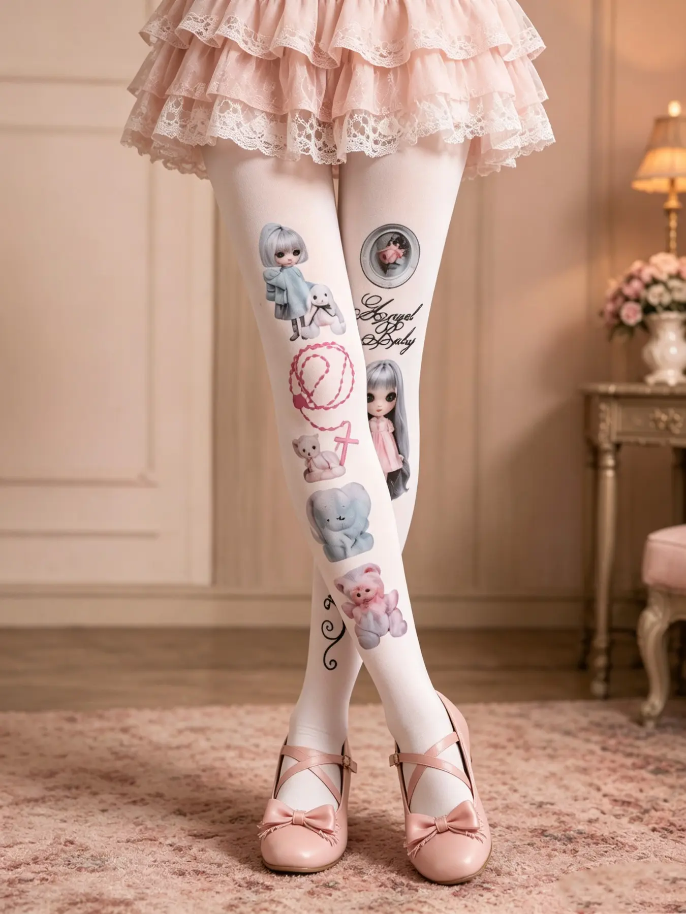 Women's Velvet Floral Pattern Stockings, Sexy Style, Perfect for Dates, Anniversaries, Parties, Music Festivals, All Seasons