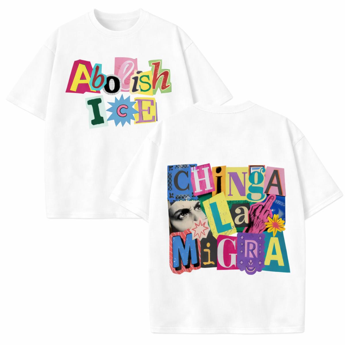 ICE OUT Anti ICE Graphic T-Shirt |   Magazine Letters Double-Sided 100% Cotton Vintage Washed Unisex Tee |   Human Rights Immigrant Advocacy Breathable Top