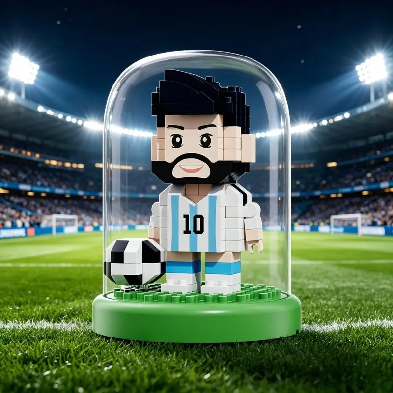 Football Theme Building Block Set, Sports Competition Building Blocks Figure Decorative Trophy Style Collectible Toy, Perfect for Football Enthusiasts