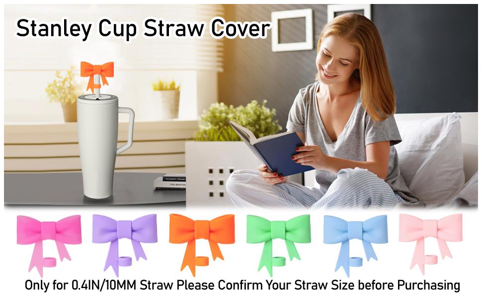 3 Pcs Bow Straw Covers Cap Toppers Compatible for 40 oz Stanley Tumbler Cups,Reusable Cute Silicone Straw Lids Tips Protectors(Multi-color A)