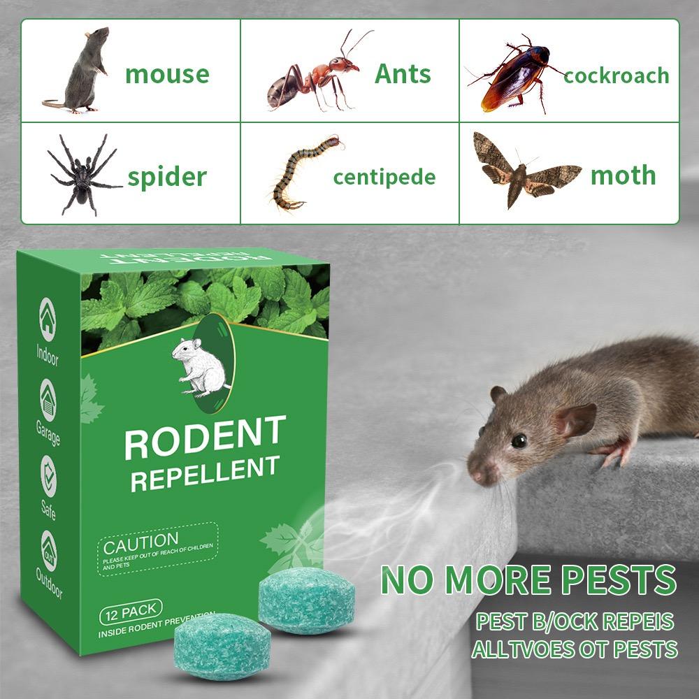 Rodent Repellent 12-Pack Peppermint Oil Mouse Repellent Fast Acting All-in-One Formula Deters Rats Mice Ants Eco-Friendly Cost-Effective User-Friendly Long Lasting