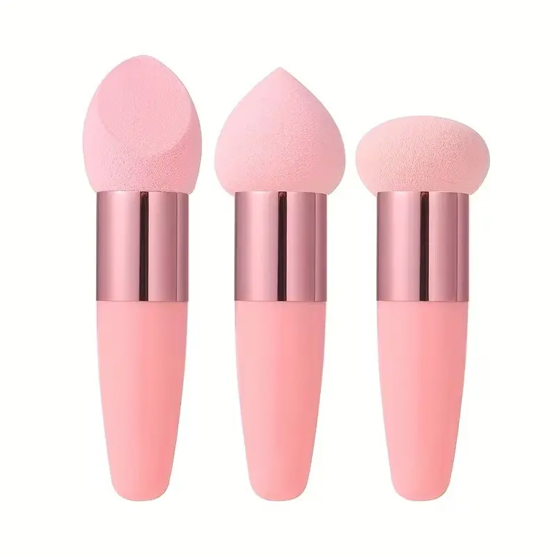 3-Pack Mushroom Makeup Brushes, Sponge Foundation Applicators, Foundation Brush Set, Non-Latex Bullet Tips, Cosmetic Tools for Smooth Application
