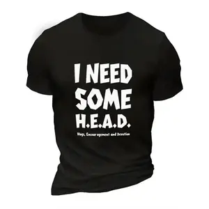 I Need Some H.E.A.D. Hugs Encouragement Devotion Double Meaning Graphic Tee, Good Graphic Tee Oversized Men'S Relaxed Short-Sleeve Tee 100% Cotton Funny Meme Sarcastic Streetwear T-Shirt