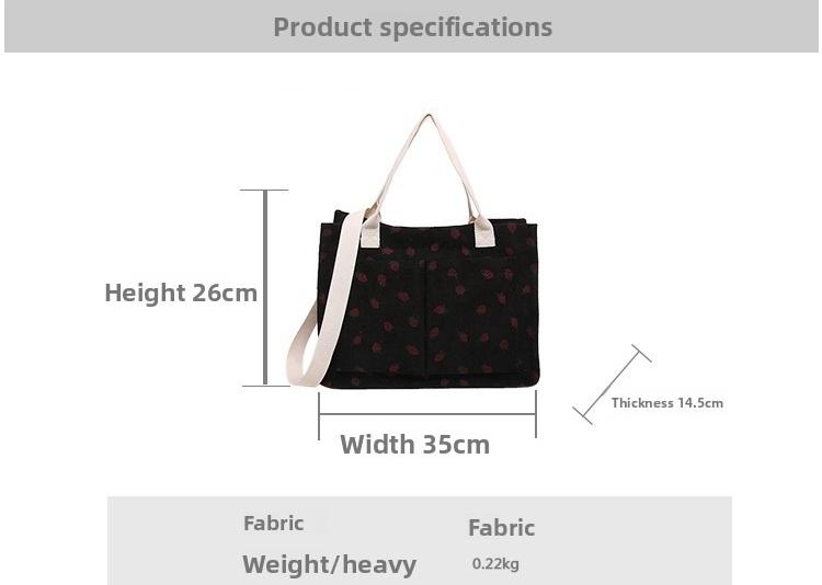 Women's Tote Bag Strawberry Print Canvas Student Shoulder Handbag Large Capacity Multi-Pocket Travel Purse Casual Daily Use Durable Totebag