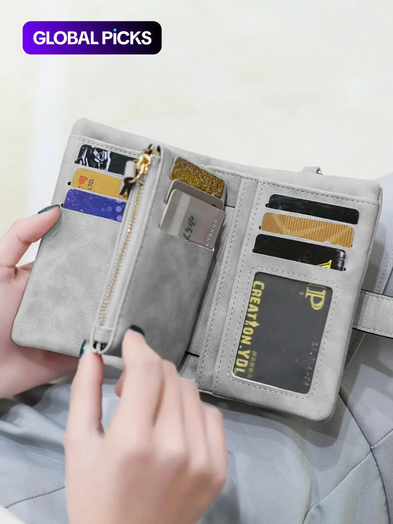 Women's Elegant Minimalist Short Wallet with Wristlet, Casual Versatile Zipper Card Slots Wallet, Trendy Wallet for Daily Use