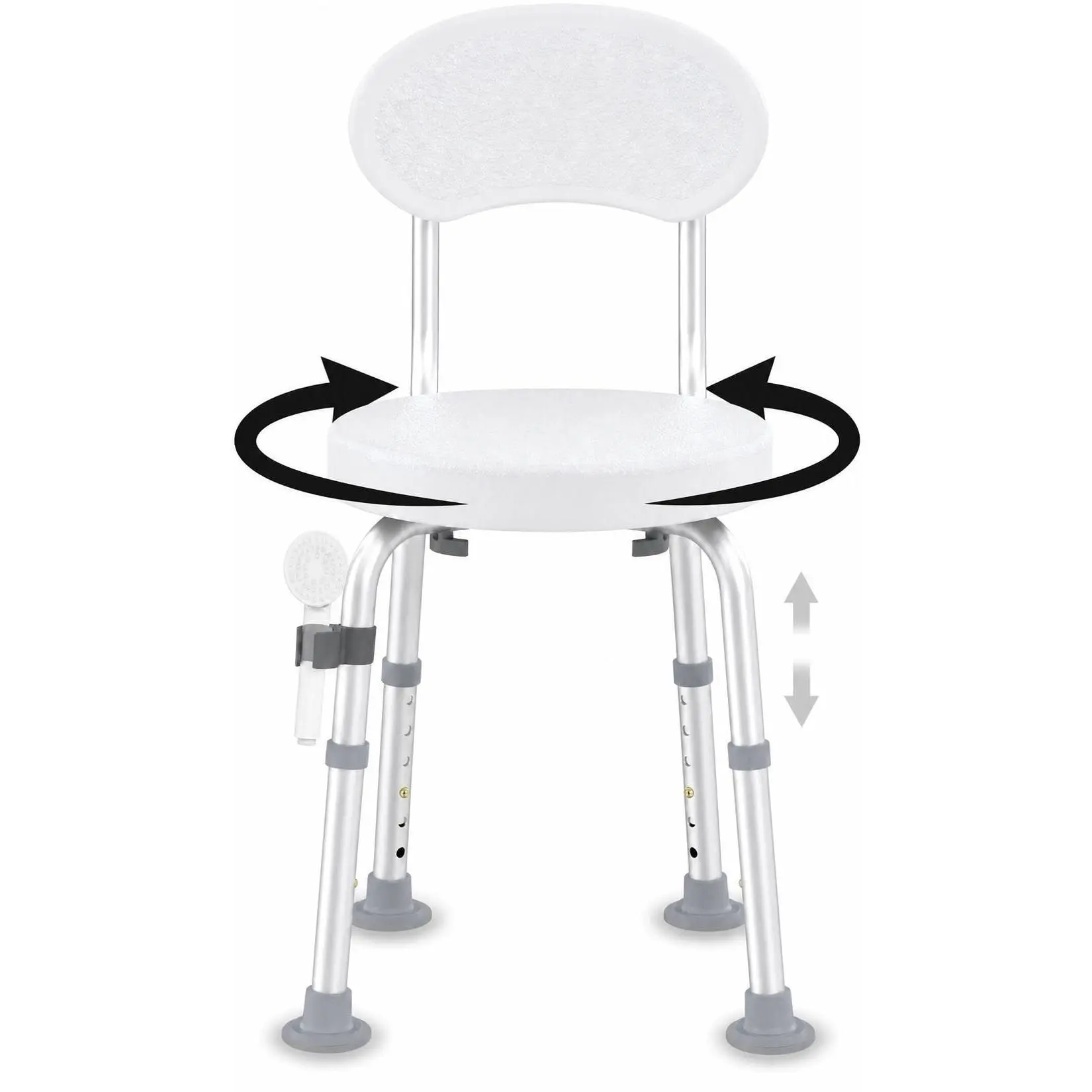 360° Swivel Shower Chair with Backrest – Height Adjustable, Non-Slip Bath Seat for Elderly & Disabled – Compact, Stable Bathroom Stool for Bathtub or Shower – Senior-Friendly Design, White/Purple