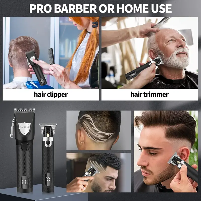 Product Introduction of Electric Hair Trimmer, 1 Set Multifunctional Portable Rechargeable Hair Trimmer Shaver for Men, Hair Clipper with Display, Hair Clippers Set 14
