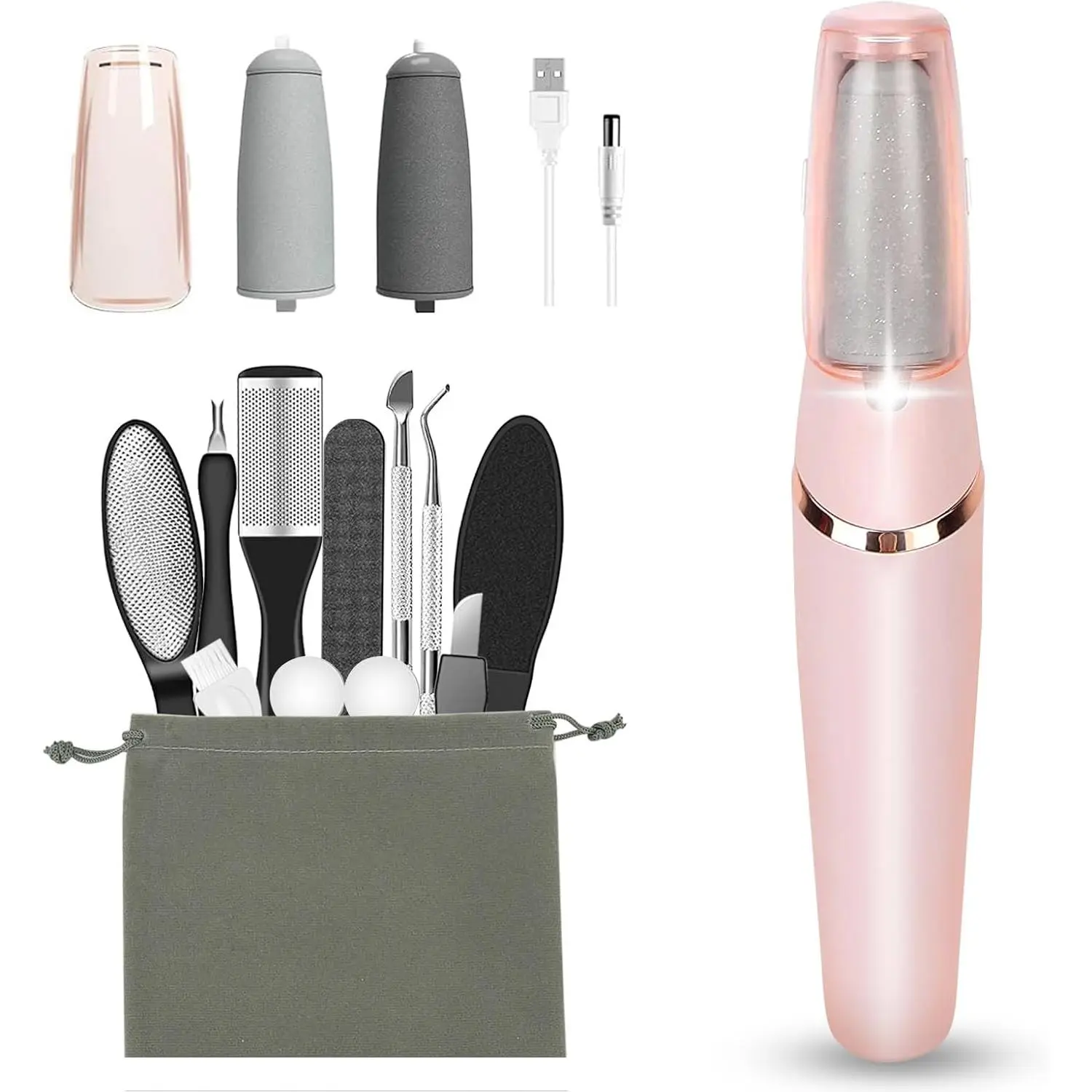 Electric Callus Removers  Feet, Electric Foot Callus Remover Pedicure Kits Rechargeable with12 in 1, Removes Dry Skin  Smoother Feet, Foot Care  Dead Skin Ideal Gift, Assorted