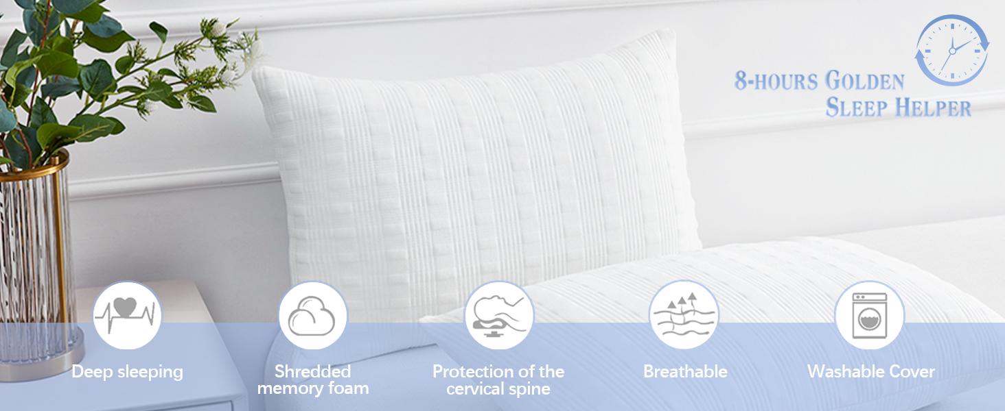 Cooling Pillows for Sleeping King Size Set of 2,Shredded Bed Pillow with Pillow Case-Sided,Loft King Pillow for Side & Back Sleeper-Medium Firm