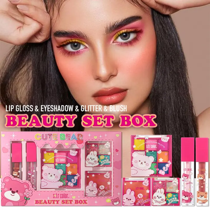 Complete Makeup Set Princess Cosmetic Box with Lipsticks & Eyeshadows, Ideal Birthday Gift for Girls & Students