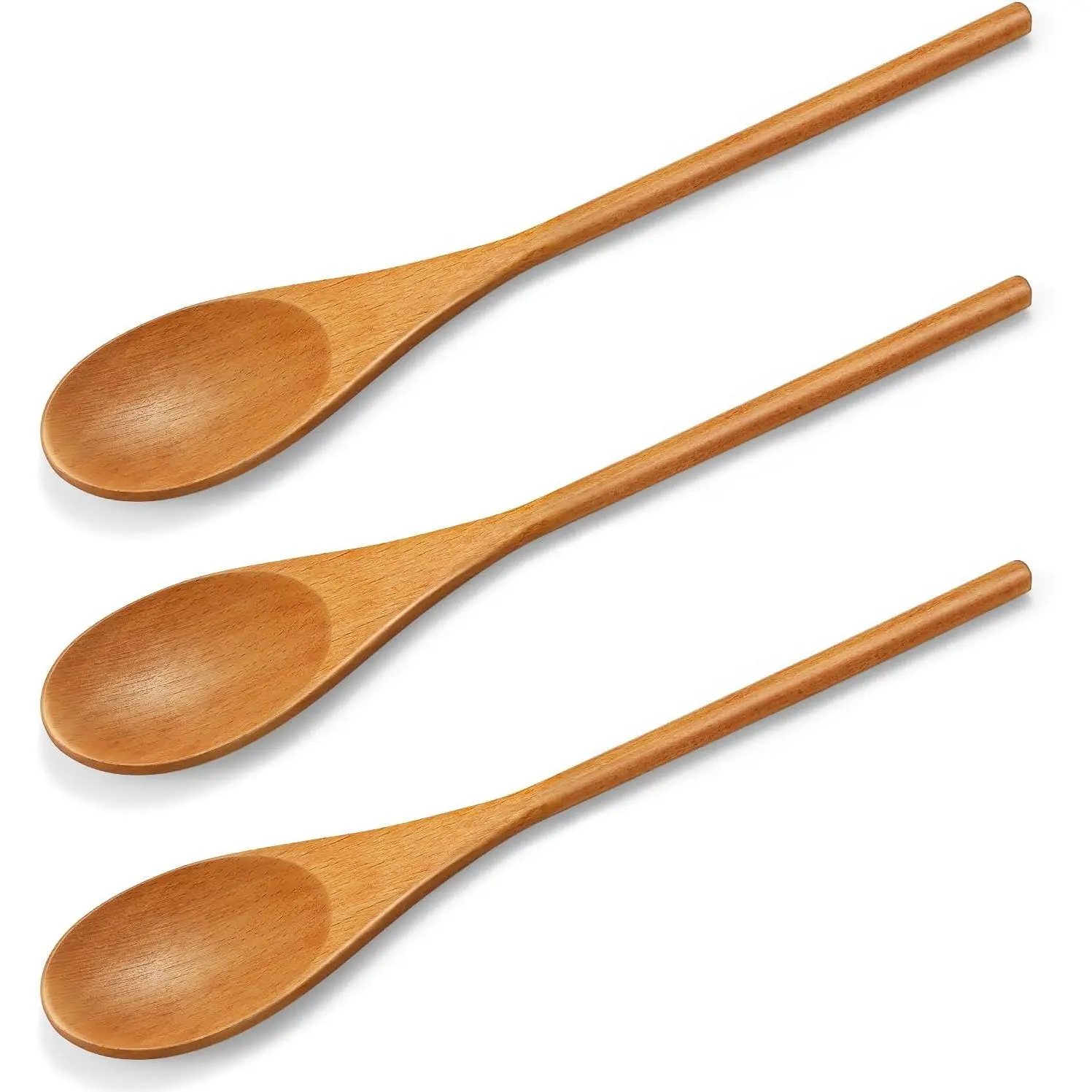 3 count Wooden Spoons for Cooking, 12 Inches Long Handle Mixing Spoons,   Kitchen Utensils for Stirring, Serving & Eating