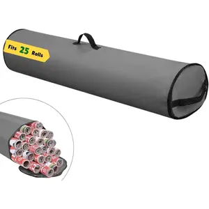 Wrapping Paper Storage Bag Organizer Under Bed for Storing Multiple Rolls of Gift Wrap 40" Length Durable 600D Oxford Material Container Gray