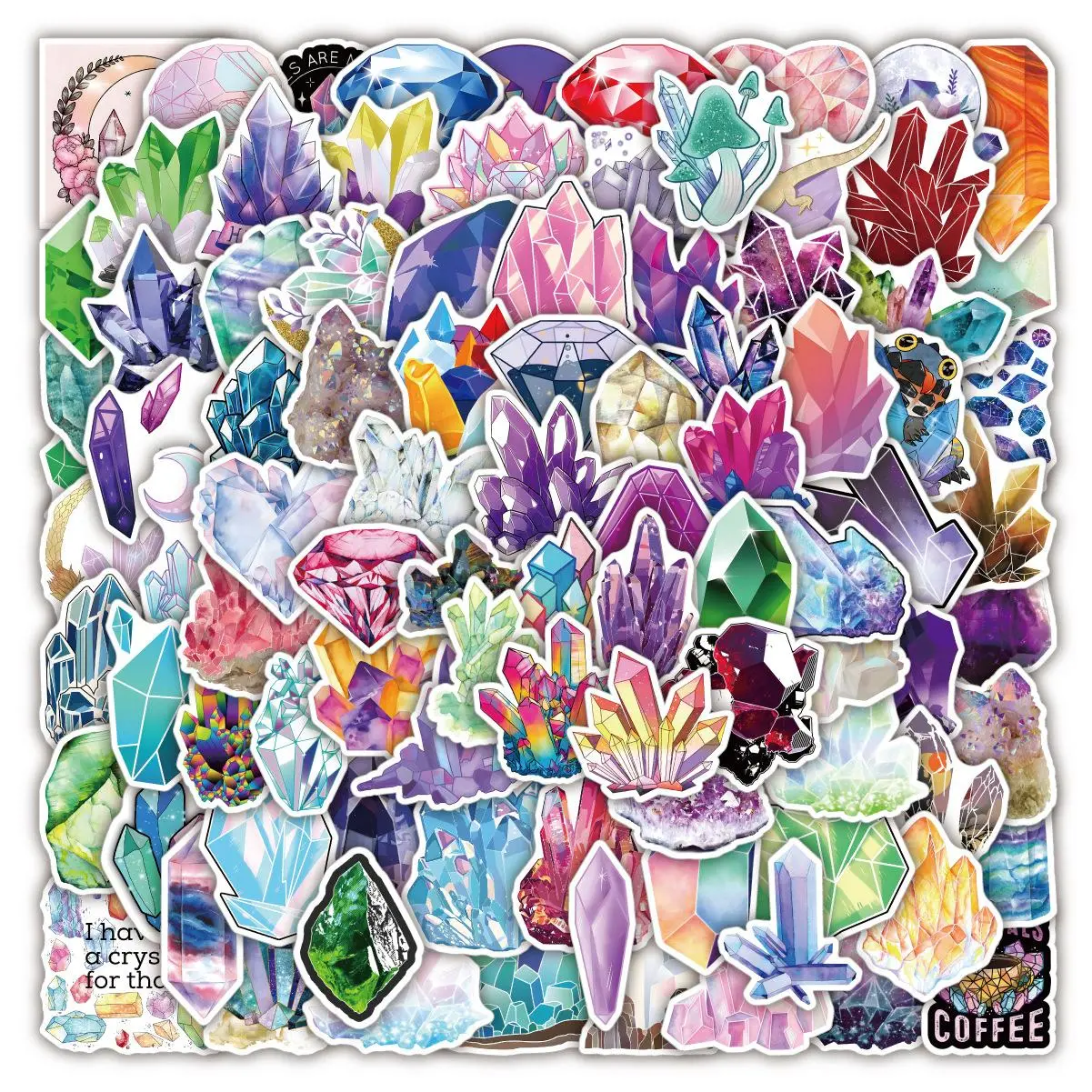 50/100Pcs Decorative Lucky Crystal Graffiti Stickers, Colorful DIY Stickers for Water Bottles, Laptops, Skateboards, Crystal Look