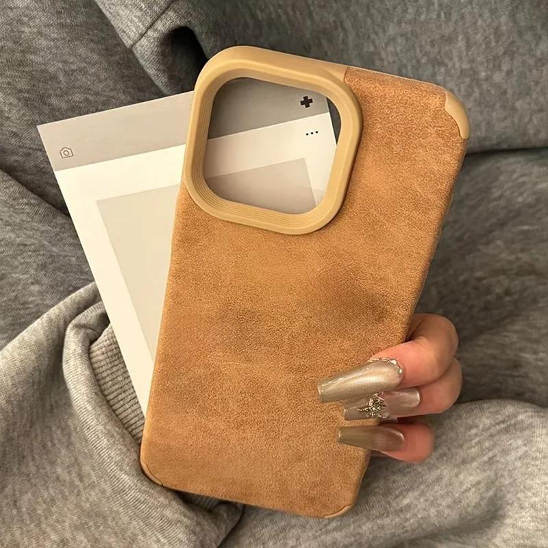 DarlingCase Vintage Lambskin Suede iPhone 17 Pro Max Case, Matte Faux Leather Shockproof Cover – Soft Touch, Retro Luxe Feel, Built for Everyday Style