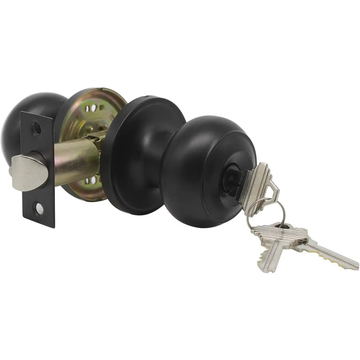 Black Entry with Key Door Lockset Knobs Flat Ball Keyed Entrance Lock Knobs 1 Pack