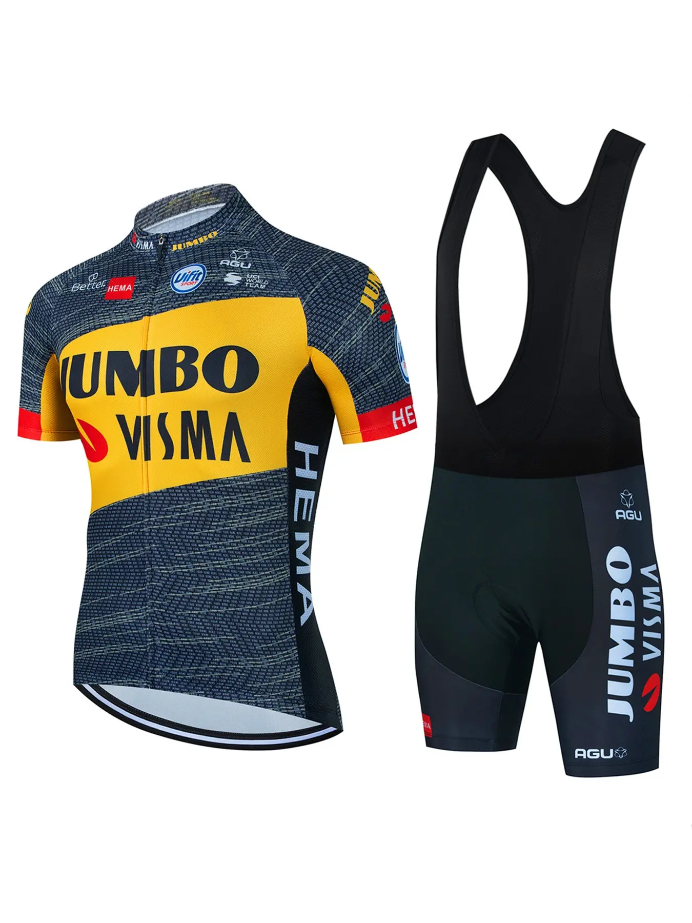 Men's Cycling Short Sleeve Set, Breathable Sportswear, Road Bike Shirt, Three Back Pockets, Round Neck, Geometric Print, All Seasons