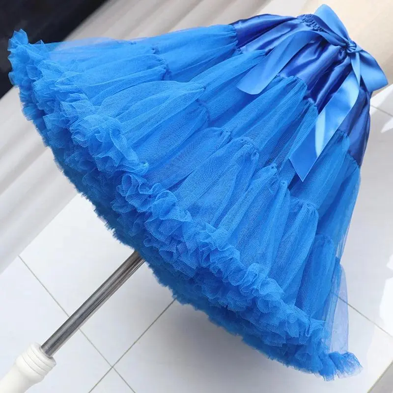 Womens Layered Pleated Tulle Petticoat Tutu Puffy Party Cosplay Skirt Elastic Waist Princess Ballet Dance Pettiskirts Underskirt