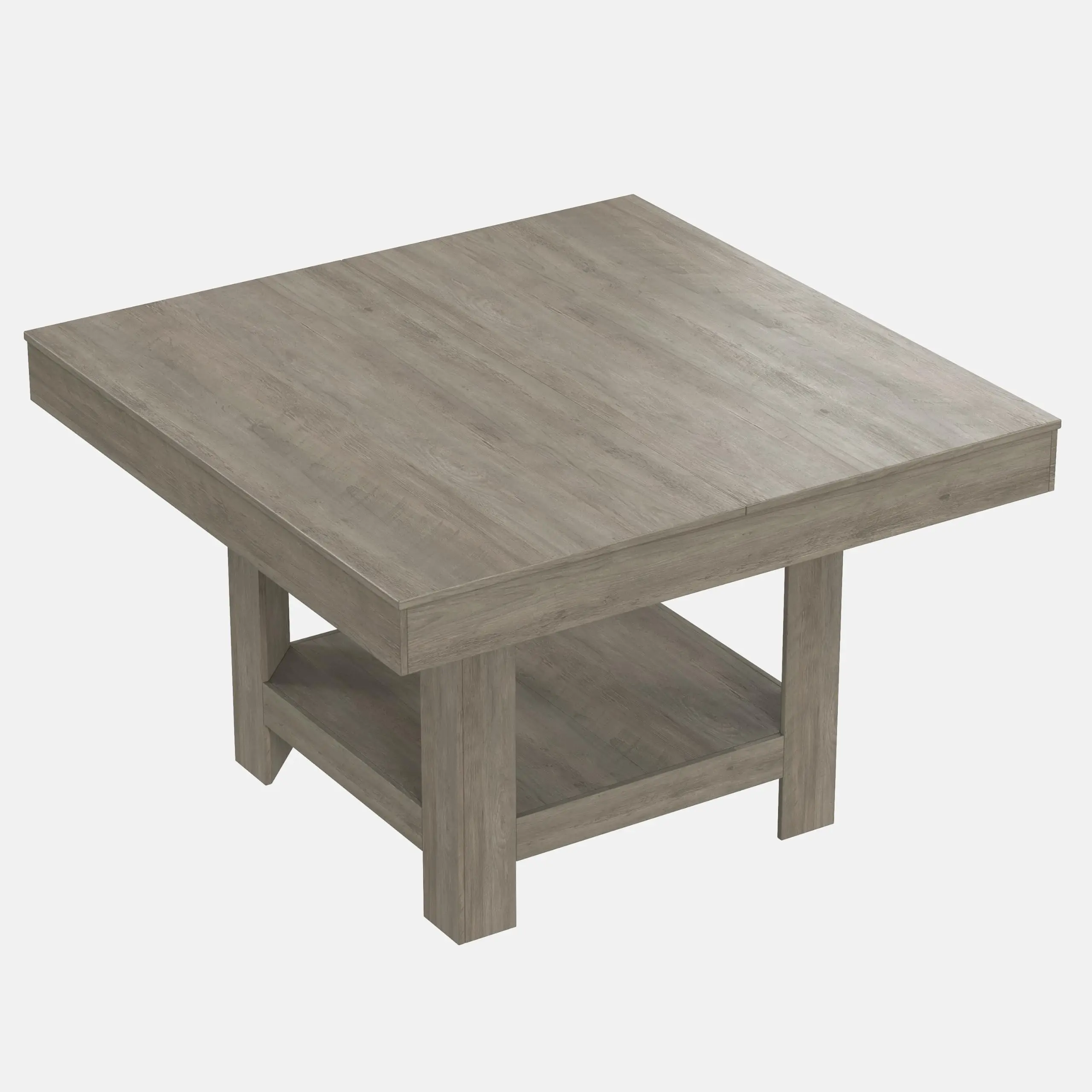 Square Shape Dining Table for 4-6 Seats - Heavy-Duty Indoor Furniture, Modern Triangle Legs, 2-Tier Storage Shelf, Waterproof Wooden Surface, Compact Kitchen Dining Table