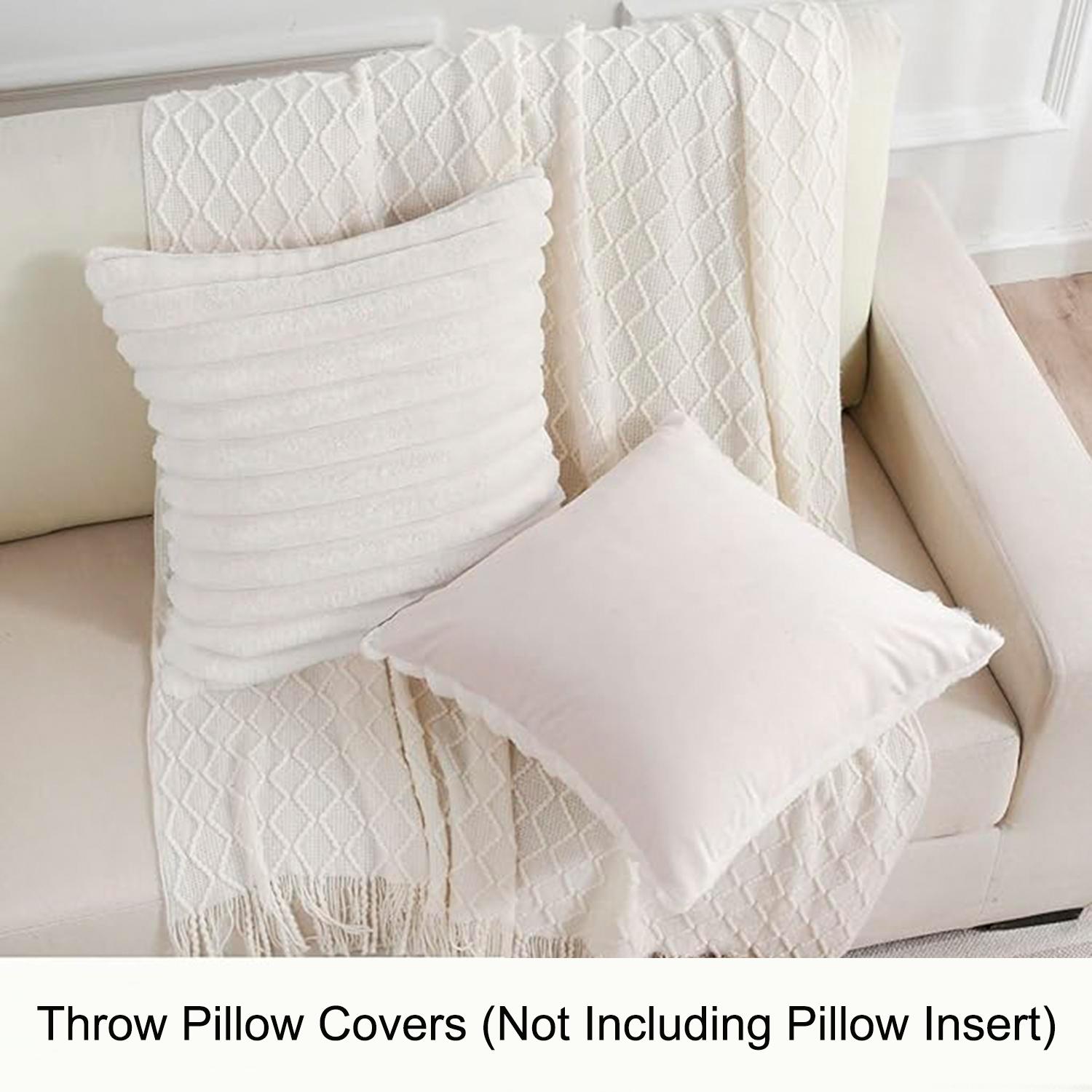 Solid Color Faux Fur Throw Pillow Cover, 2 Counts Soft Comfortable Striped Decorative Cushion Cover without Filler, Household Decoration Supplies for Home Living Room Sofa Couch