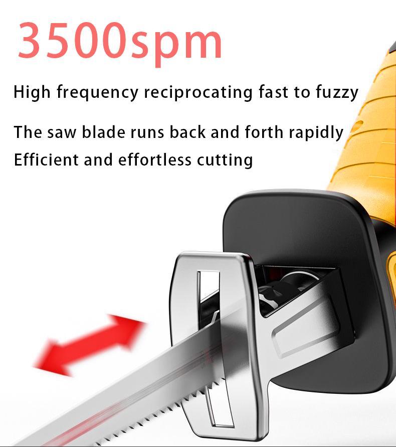 YUNXI Brushless Reciprocating Saw with BladesCordless Multi-Functional Reciprocating Saw – Electric Jigsaw for Wood, Metal & PVC Cutting – Woodworking & Gardening Saw with Battery tool-free blade change