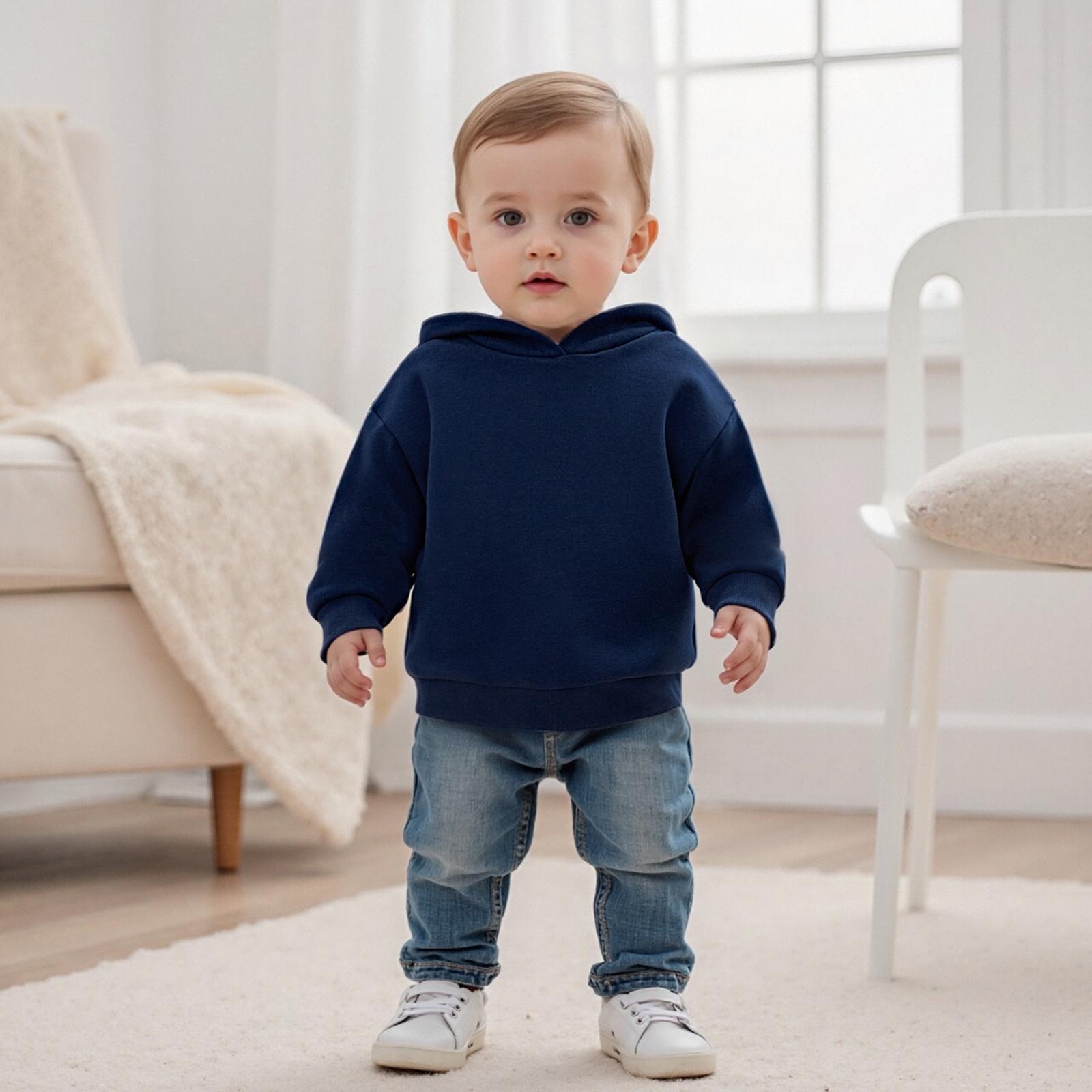 Kids Hoodie Light Weight Sweatshirt Loose Fit Solid Color Long Sleeve Boys Girls Fall Spring Pullover Clothes for Toddlers