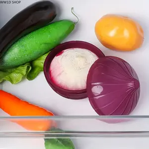 Lemon and Onion Food Storage Container for Kitchen Use, Flip Top Plastic Keeper for Cut Produce, Freezer Safe Reusable Organizer with Freshness Preserving Design