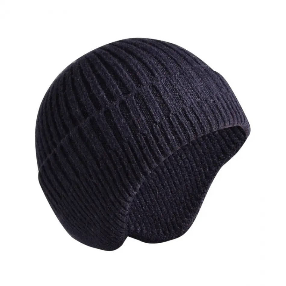 Men's Thick Knit Wool Beanie - Knit Ribbed, Slip-On, Thermal Windproof, Soft Elastic Cold-Weather Headwear for Autumn Winter Daily Outdoor Commute & Street Styling (Beanies for Bag Accessories DIY Projects), Elastic Band