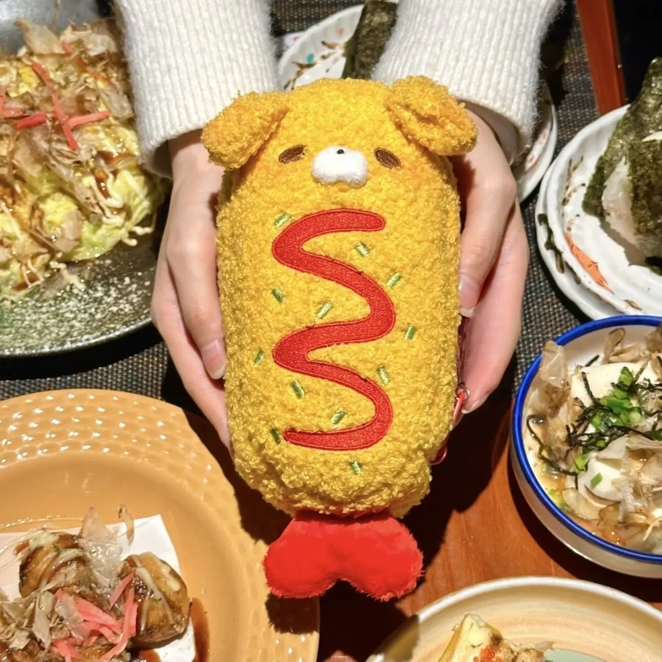 Cute fried shrimp pencil case, stylish puppy sushi pencil case, student stationery bag, large-capacity small animal storage bag, cute tempura puppy stationery box, Classroom Supplies, Desk Supplies