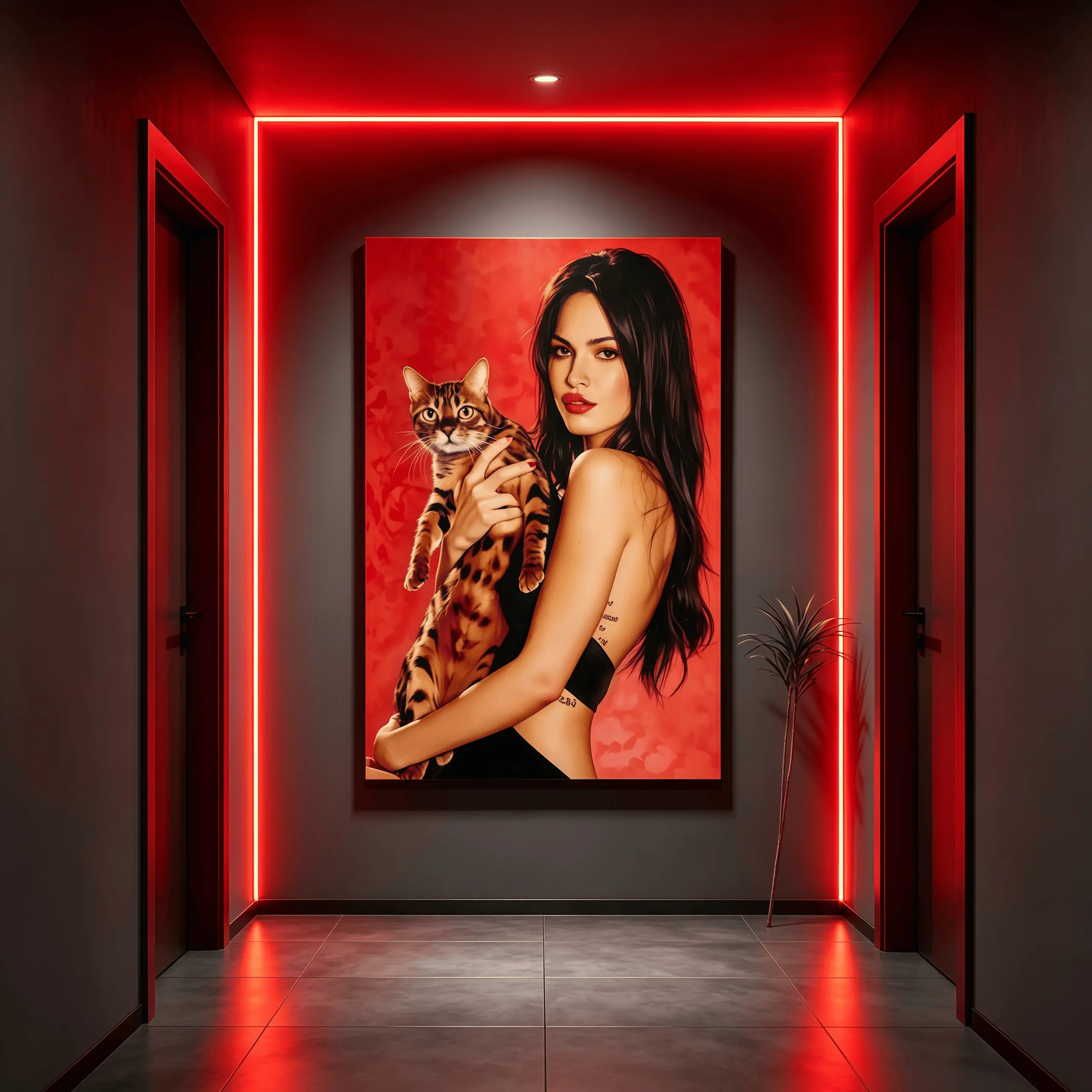 Megan Fox with Cat Poster, 90s Aesthetic Canvas Wall Art, Cute Girl Room Decor, Hot Actress Poster, Unframed Print Waterproof Decoration Color Accuracy, Celebrity Wall Art, Retro Girl Decor, Feminine Room Decor, Aesthetic Bedroom Decor, Trendy Wall Decor,
